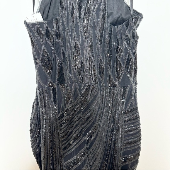 NWT AQUA Mock-Neck Sequined Gown Bloomingdales Exclusive Black Size 10 - Picture 12 of 15